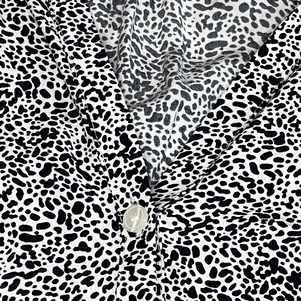 Talbots Ruffled Split Neck Shell in mini Animal Print - Picture 7 of 10